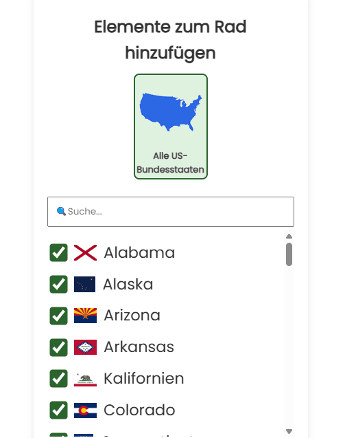 Alle US Bundesstaaten im Rad