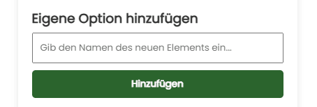 Eigene Option hinzufügen