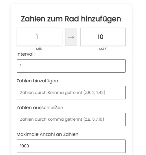 Zahlen zum Rad hinzufügen