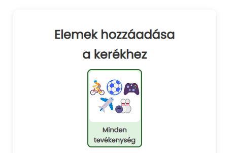 Adja hozzá az összes tevékenységet a kerékhez