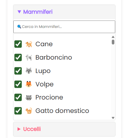 Aggiungi animali individuali alla ruota