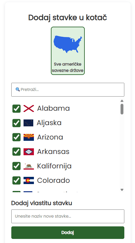 Dodaj američke savezne države na kotač