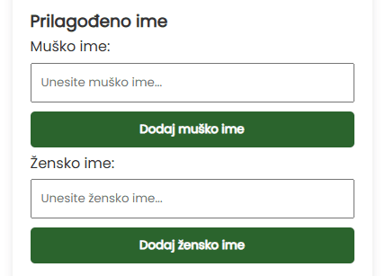 Dodaj prilagođena imena na kotač