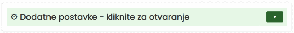 Dodatne postavke kliknite za otvaranje