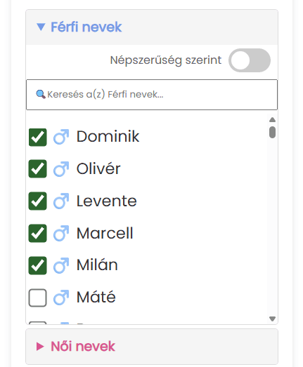 Egyéni nevek hozzáadása a kerékhez