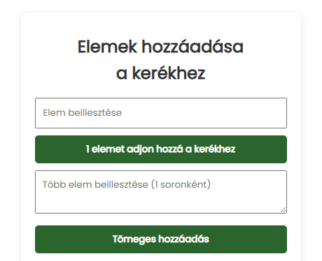 Elemek hozzáadása a kerékhez