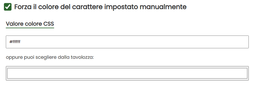 Forza il colore del carattere impostato manualmente
