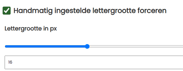 Handmatig ingestelde lettergrootte forceren