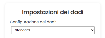 Impostazioni dei dadi