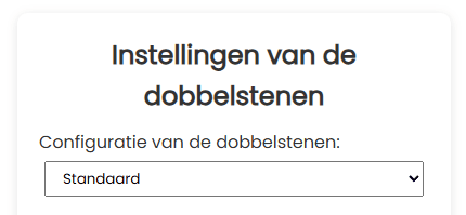 Instellingen van de dobbelstenen