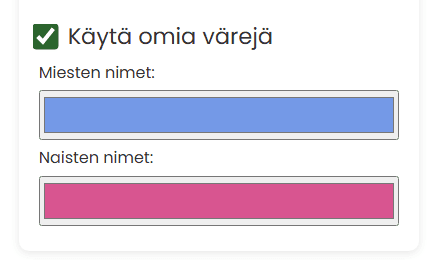 Käytä omia värejä
