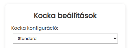 Kocka beállítások