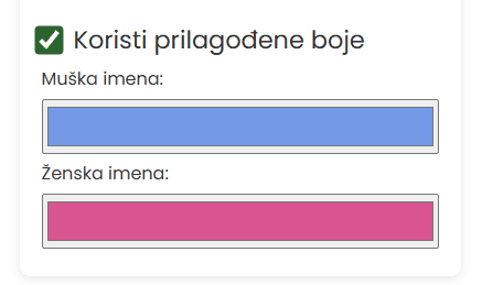 Koristi prilagođene boje