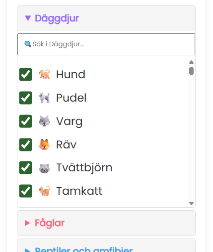 Lägg till enskilda djur på hjulet
