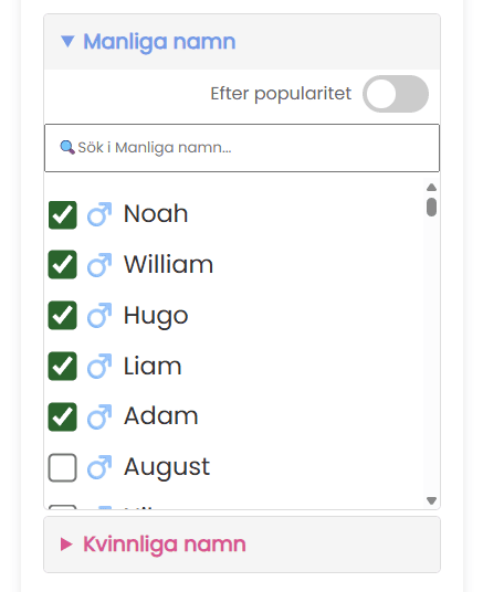 Lägg till individuella namn på hjulet