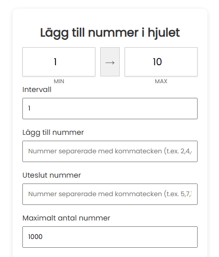 Lägg till nummer i hjulet