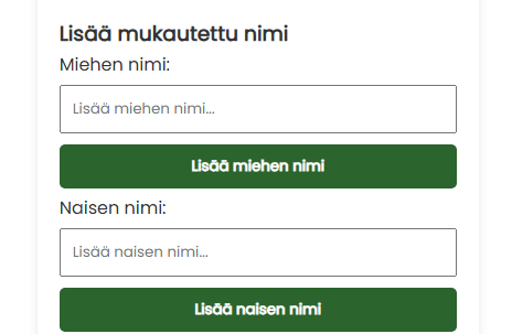Lisää mukautettu nimi