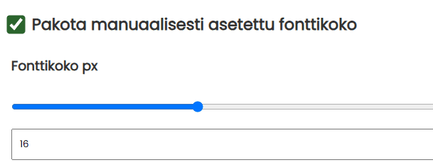 Pakota manuaalisesti asetettu fonttikoko