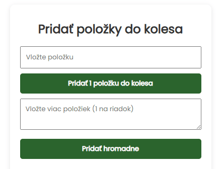 Pridať položky do kolesa