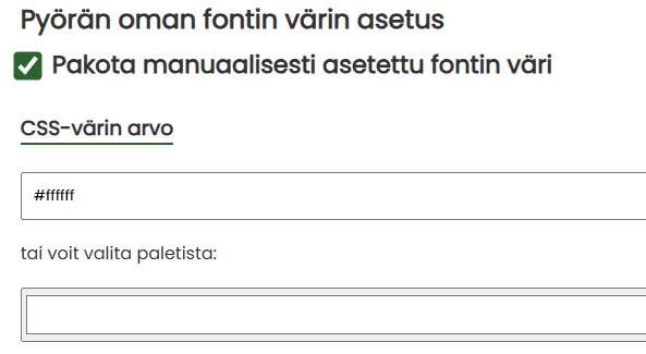 Pyörän oman fontin värin asetus