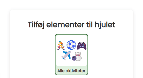 Tilføj alle aktiviteter til hjulet