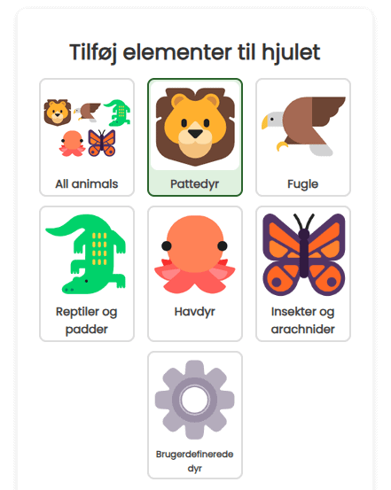 Tilføj dyr til hjulene