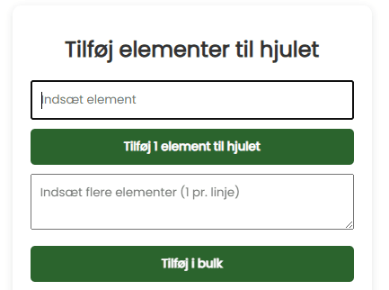 Tilføj elementer til hjulet