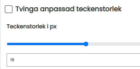 Tvinga anpassad teckenstorlek