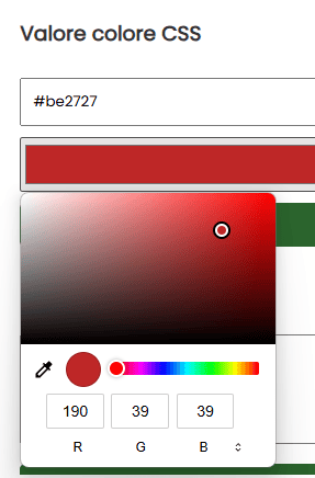 Valore colore CSS