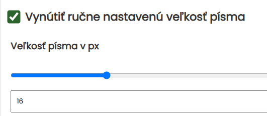 Vynútiť ručne nastavenú veľkosť písma